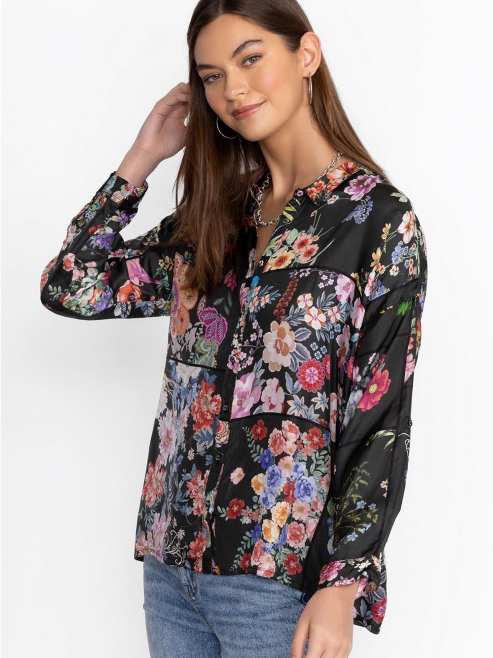 Johnny Was | Audrey Silk Oversized Floral Blouse